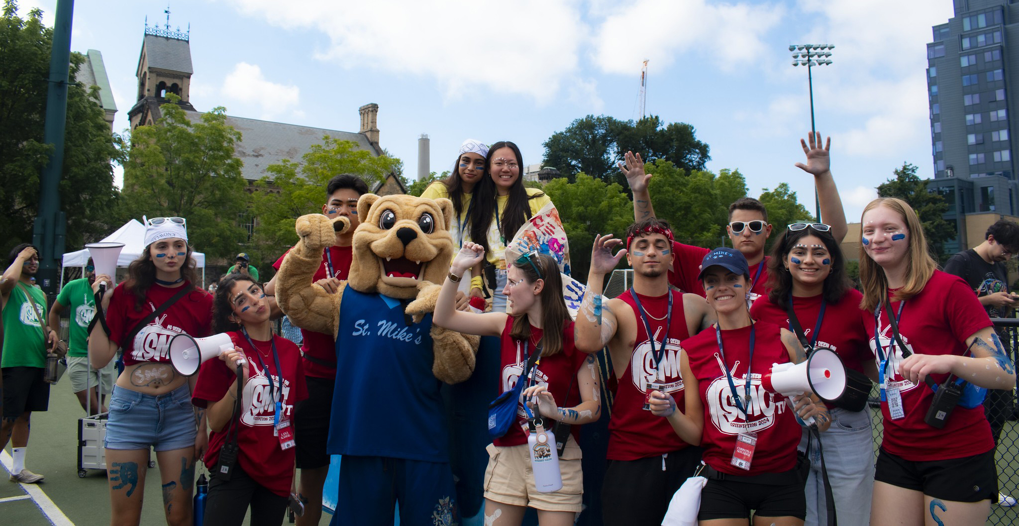 Students participating in orientation